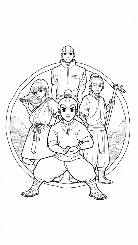 Avatar les derniers pages à colorier Airbender imprimables